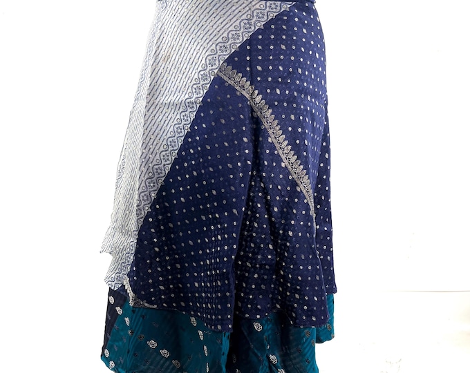 Pemberin Midi Wrap Skirt - Silk Brocade - Two Layer - A-Line - One Size (SKU:2034-10471)