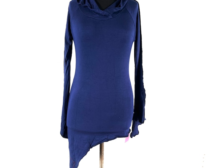 Fairy Hooded Top; Soft Stretchy Long Sleeved Boho Shirt, Black, Royal Blue, Jade Green, Army Green (SKU:1101)