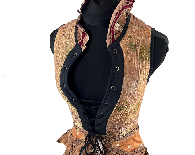 S. Isabella Corset Dress handmade from Vintage Silk Brocade. SKU:2001-9640