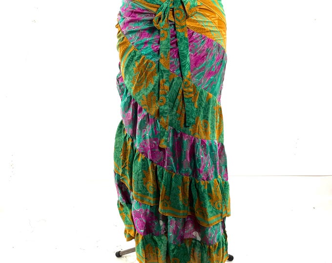 Kezia Gypsy Silk Wrap Skirt OneSize Plus - Can be worn as a dress  (SKU:931-10421)