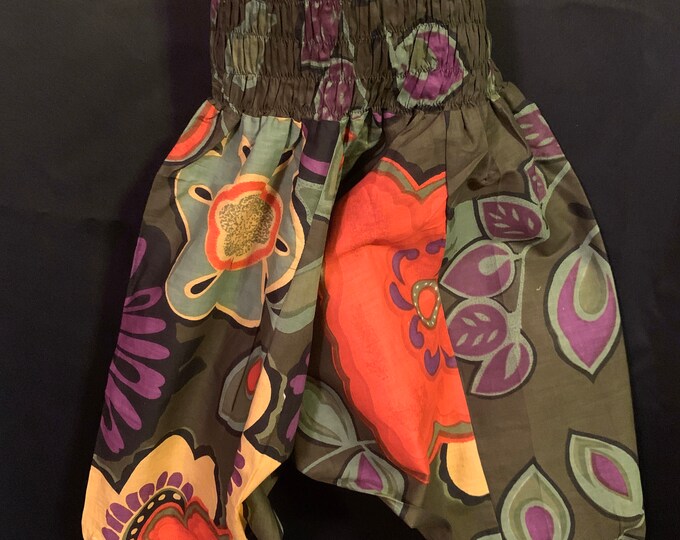 Child. Size 4 Harem Pants, Cotton. Kids Drop-Crotch Trousers, Ali Baba, Afghan Pants inGreen & Purple .