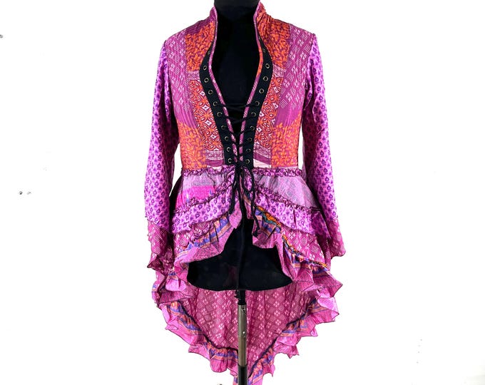 3XL. Seraphina Corset Dress, Silk, Long Sleeves, Handmade.  SKU:1010-9297