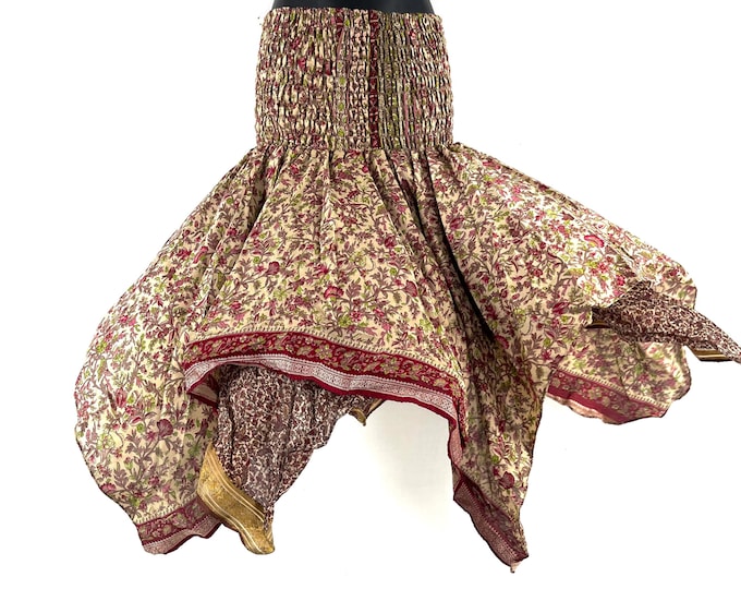 Nina Fairy Skirt One size in Silk (Length 32") a summer silk handmade handkerchief skirt swirly SKU:899-10444