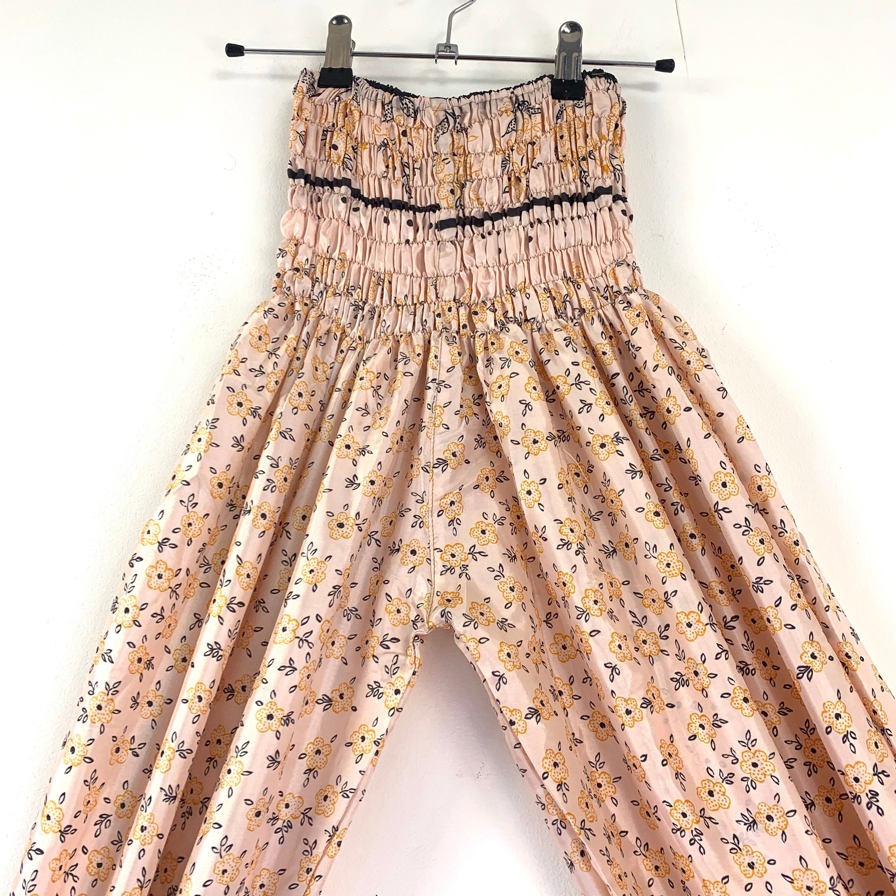 Image of Pantaloons, Silk, One Size in Light Pink & Tan, Black Pants, Harem Pants