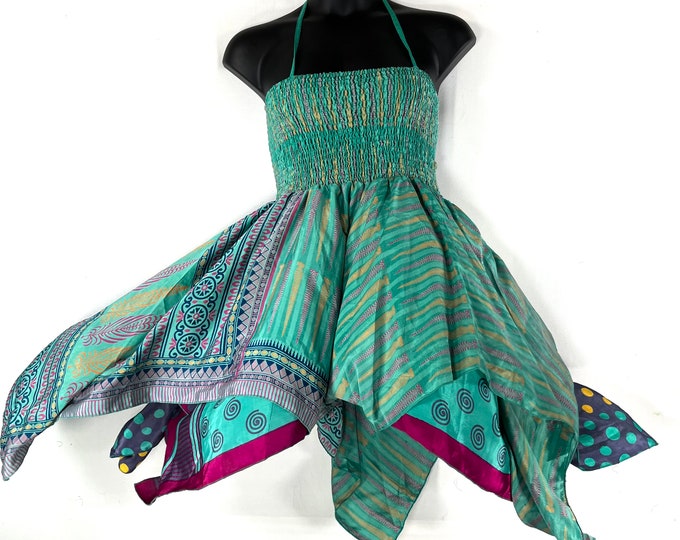 2XL Bust Agetha Midi Silk Fairy Dress, length 38" (96cm) The Summer Boho Maternity Dress SKU:908-7353