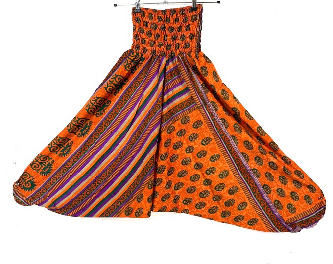 Harem Pants Silk One-Size Handmade; Drop Crotch Afghani Pants, Ali Baba Pants, Aladdin Pants, Unisex SKU:880-9253
