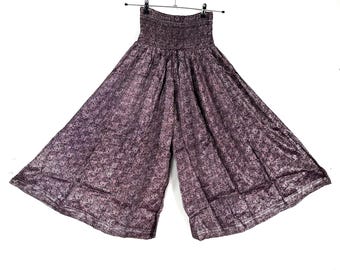 Felicity Culottes in Silk brocade One size pants with Elasticated Waist Wide Leg Palazzo trousers SKU:810-9187