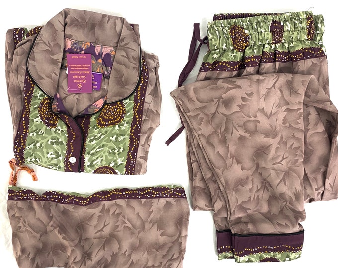 L. Luxury Silk Sari Pyjama Set with matching gift bag. Quality Handmade Nightwear. Why Buy Boring?