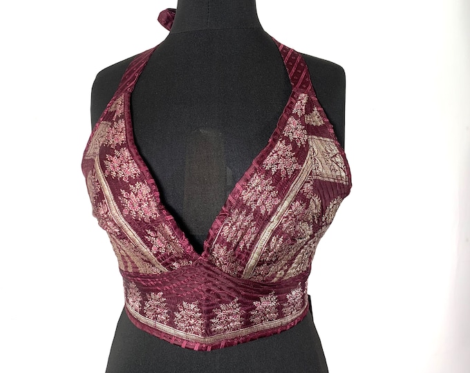 L/XL. Phoenix Tribal Top. New cut in up-cycled Silk Brocade, SKU:1025-5986