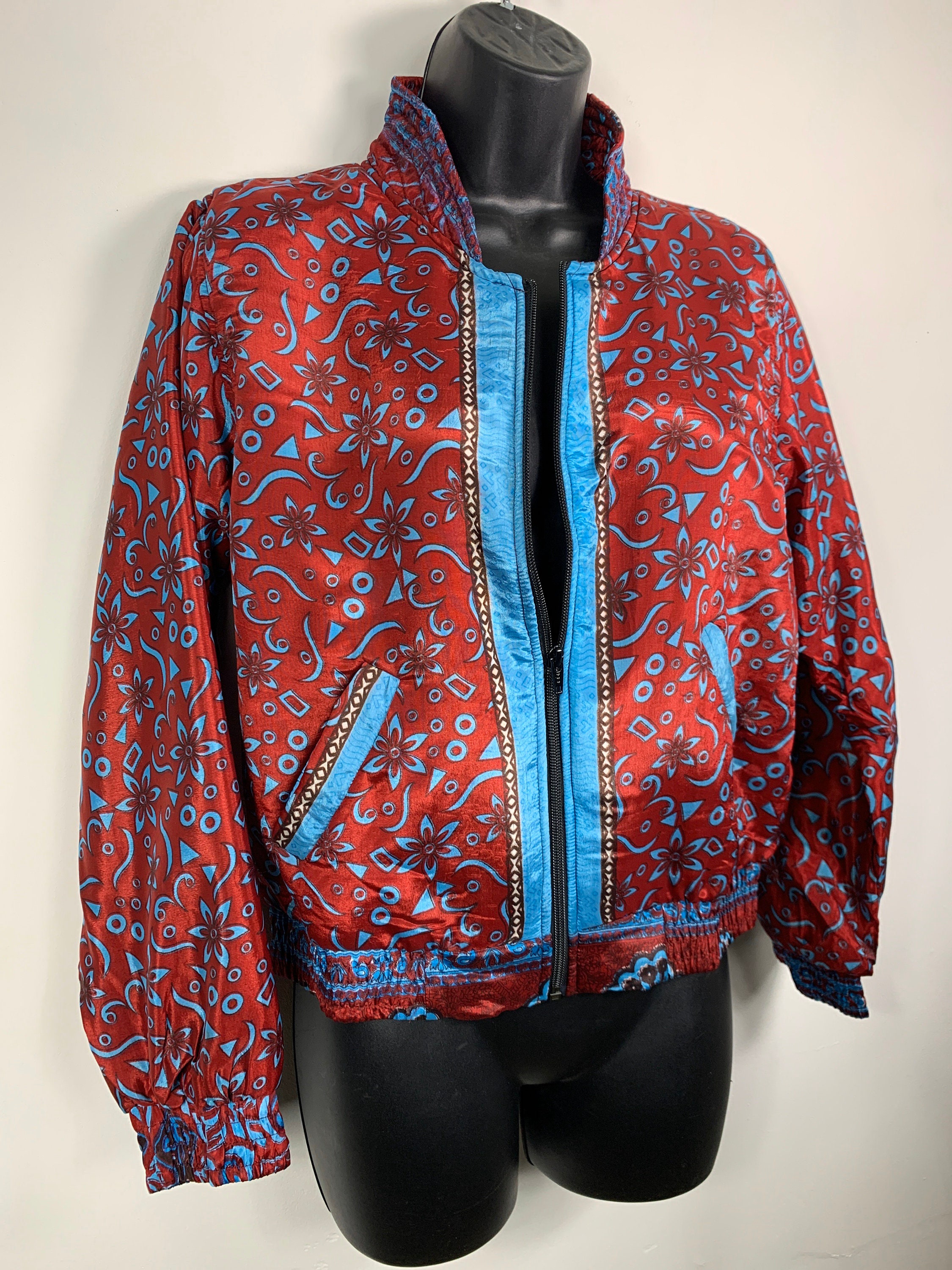 Silk Bomber Jacket with Warm Fleece lining. S/M UK Size 6 to Etsy
