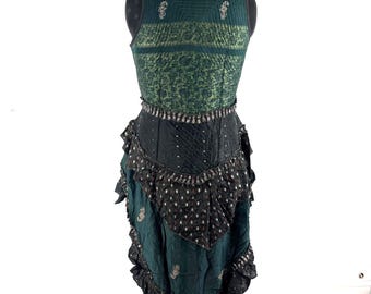 2XL Sophia Corset Dress - Hi-Low tiered skirt - handmade - Silk brocade (SKU:2000-8130)