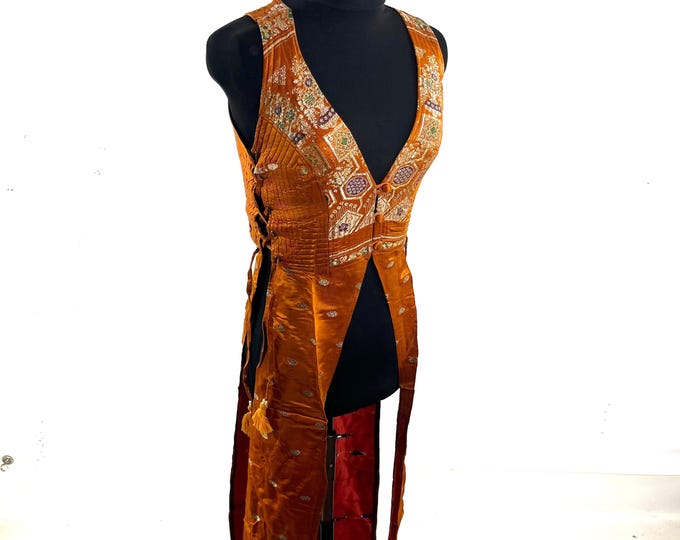 Goddess Dress; Silk Brocade Priestess Ceremony Temple Dress.  UK-S/M  (SKU: 3100-10388)