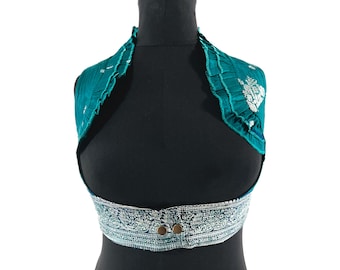 S. Underbust Corset Top Bustier handmade in Vintage Silk Brocade.  SKU:441-8843