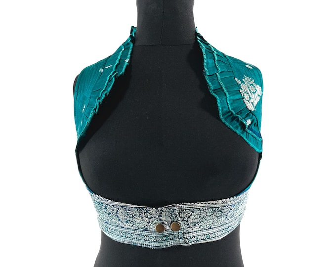 S. Underbust Corset Top Bustier handmade in Vintage Silk Brocade.  SKU:441-8843