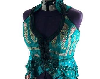 6XL Varuna Corset Dress in Silk Brocade with long body. SKU:2002-10205