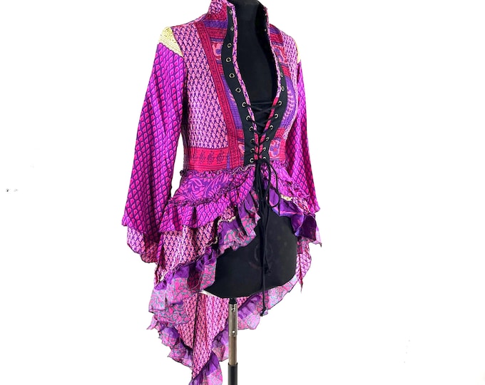 L. Seraphina Corset Dress, Silk, Long Sleeves, Handmade. SKU:1007-9311