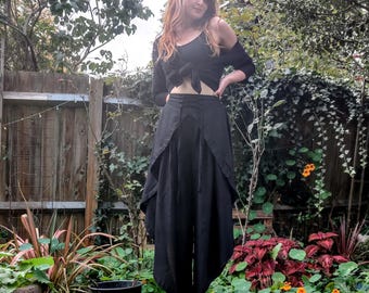 ワンピース TULIP PANTS SKIRTBLACK Black Tulip Palazzo Pants; Rayon Split Open Leg Harem