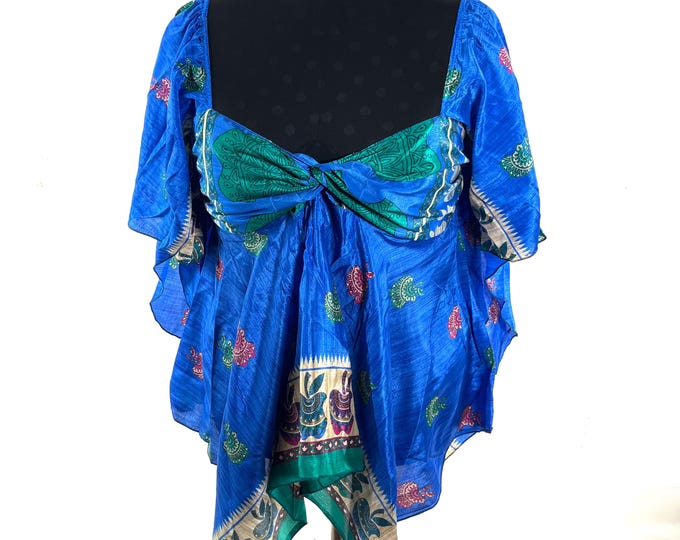 Stevie Boho Floaty Silk Top - Summer Blouse XL Size (SKU:450-10405)