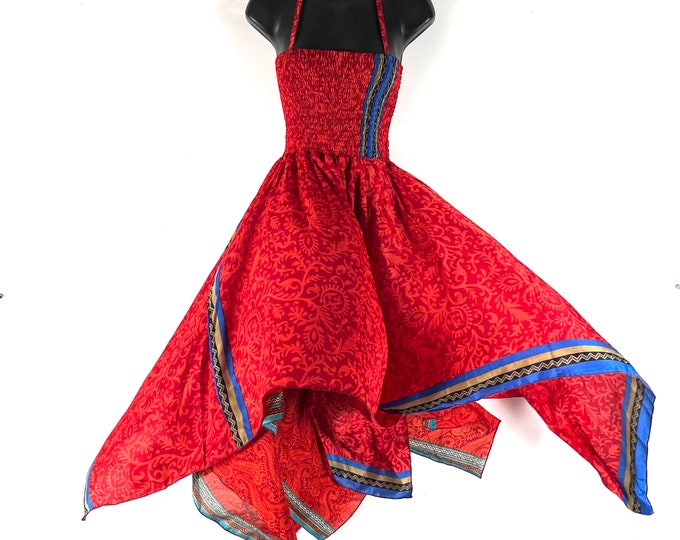 Aurora Long Summer Silk Fairy Dress, One Size; Silk Maxi Tall Girl Sundress SKU:902-7920