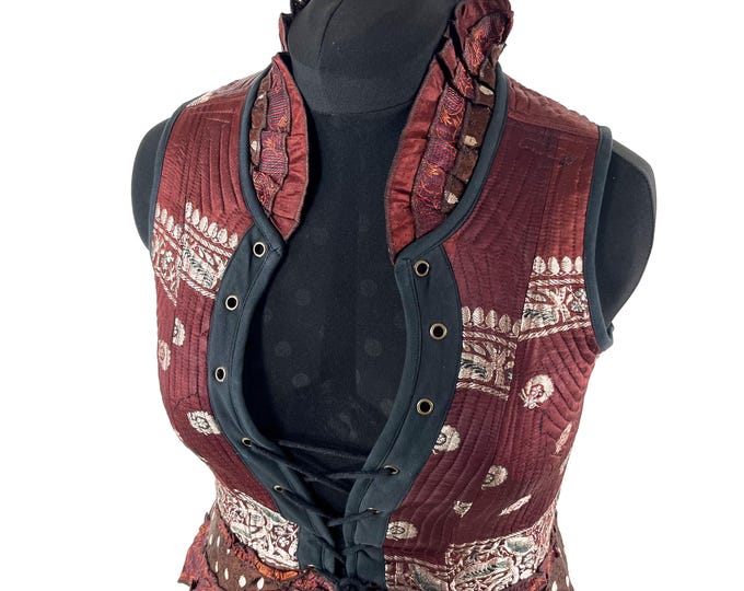 2XL. Isabella Corset Dress in Silk brocade. Perfect for Steampunk, Larp, Tribal & REN events SKU:2001-9591