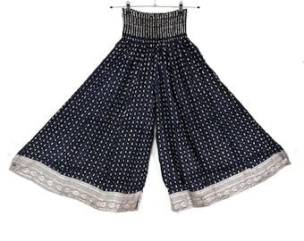 Felicity Culottes in Silk brocade One size pants with Elasticated Waist Wide Leg Palazzo trousers SKU:810-9184