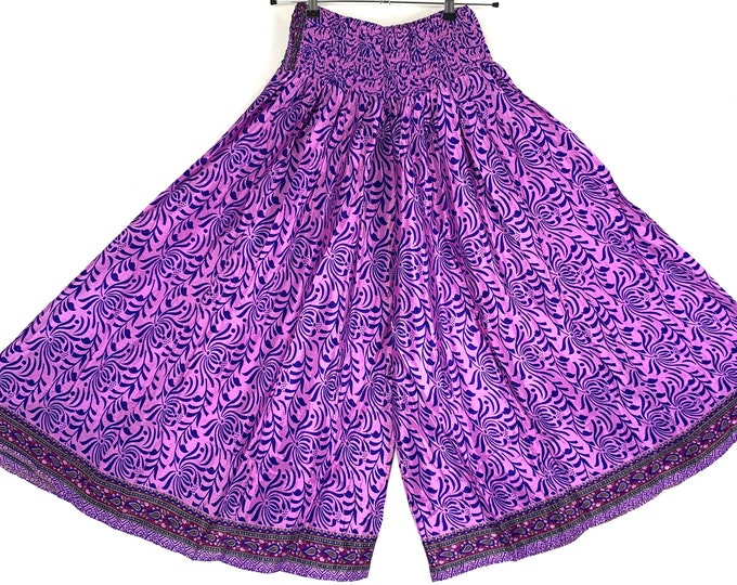2XL. Corlissa Culottes in Summer Silk. Plus Plus Size Elasticated Waist, Great for a fuller figure. (Wide Leg Palazzo Pants) SKU:837-52