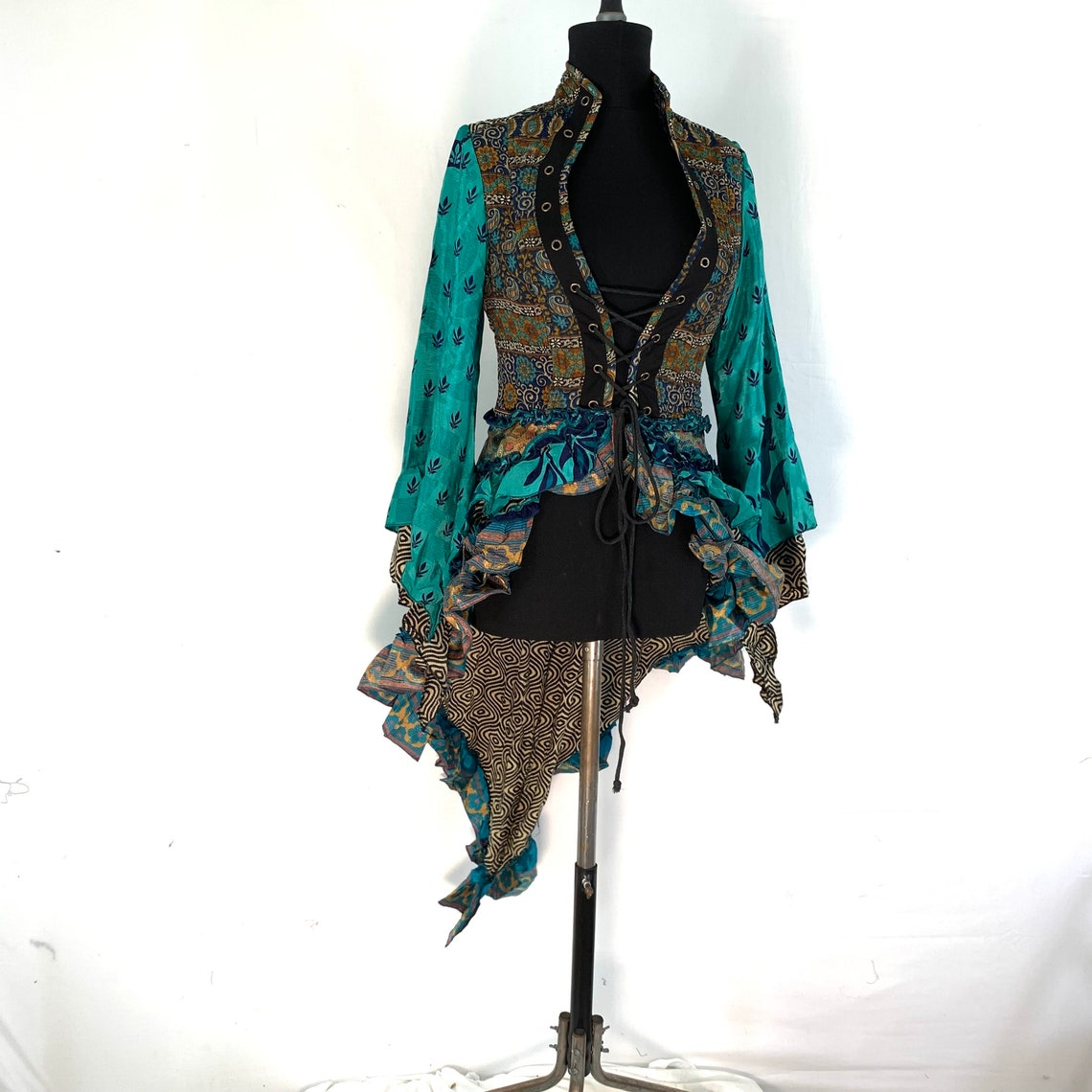 UK-S. Seraphina Corset Dress with Sleeves. Silk Fantasy | Etsy