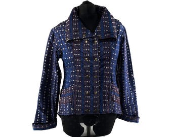 XL. Steampunk Coat a Silk Brocade Fleece Lined Tailcoat with Corsetage at back for adjustable sizing.