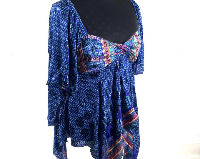 Stevie Boho Floaty Silk Top - Summer Blouse XL Size (SKU:450-10409)