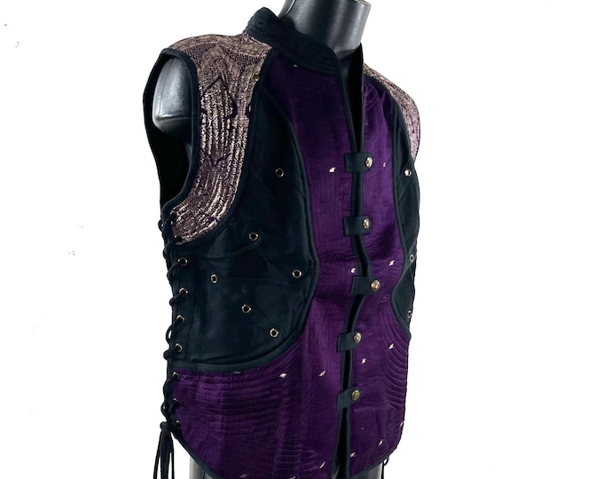 Steampunk Silk Brocade & Cotton Unisex Skanda Tunic (UK-XL  SKU:484-10536)