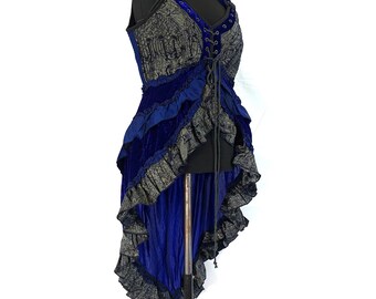 XL Cosmo Silk & Velvet Corset Dress - Steampunk (SKU:2003-2585)