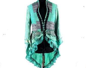 3XL. Seraphina Corset Dress, Silk, Long Sleeves, Handmade.  SKU:1010-9292