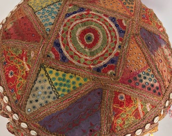 Super size embroidered cushion cover. Handmade traditional Indian vintage fabric. Colourful bohemian pillow cover. Home decor