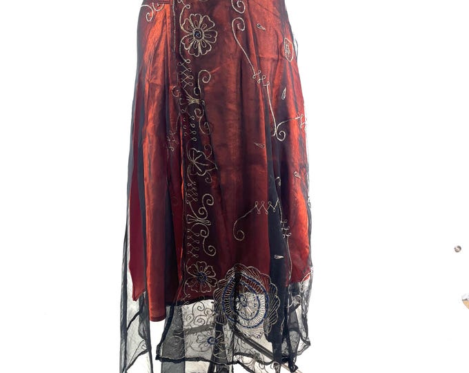 Maxi Wrap Skirt Aari Tari handmade embroidered 2 layer SKU:2012-9897