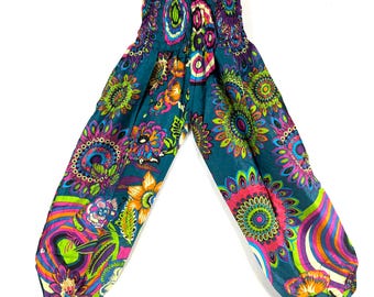 Tania Cotton Pantaloon Harem in One size Adult Unisex. Yoga Pants, Gypsy Pants, High Crotch festival pants SKU 844-9390