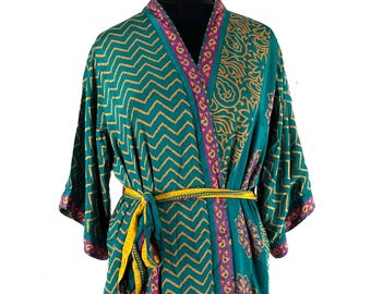 L/XL. Luxury Silk Robe; with deep pockets. A perfect Dressing Gown, Bath Robe, Duster Jacket. SKU:723-8770-R