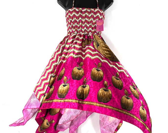 Ayeling Fairy Dress; Silk Summer Dress, One Size 38" (97cm) Midi Length, Silky Sun Bohemian Hippy Boho Gypsy Princess. SKU:904-7270