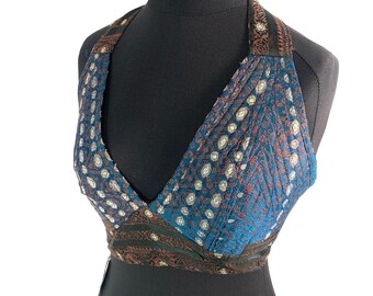 M/L. Phoenix Tribal Top, Silk, Steampunk Pagan, Bohemian, Gypsy, Larp, Goth, Dark Mori, Celtic crop top. SKU:1021-5028