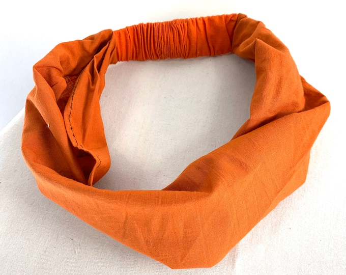 Orange Cotton Washable Headband Face Mask. dust mask, bandana, scrunchies FIT Head circumference 19” to 23”