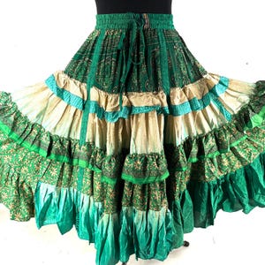 Yasmin XL 25 Yard Skirt handmade in Vintage Winter Silk, Maxi Plus Size; (31&quot;-60&quot; Waist) a Boho Cottagecore skirt  SKU:739-8970