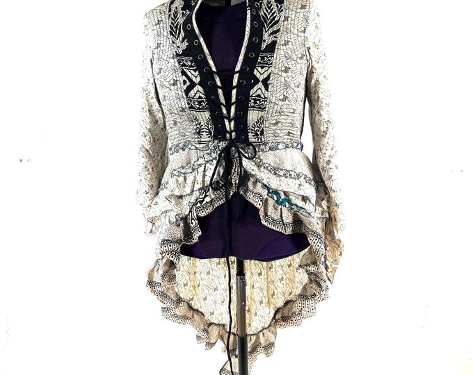 5XL. Seraphina Corset Dress, Silk, Long Sleeves, Handmade.  SKU:1012-9272