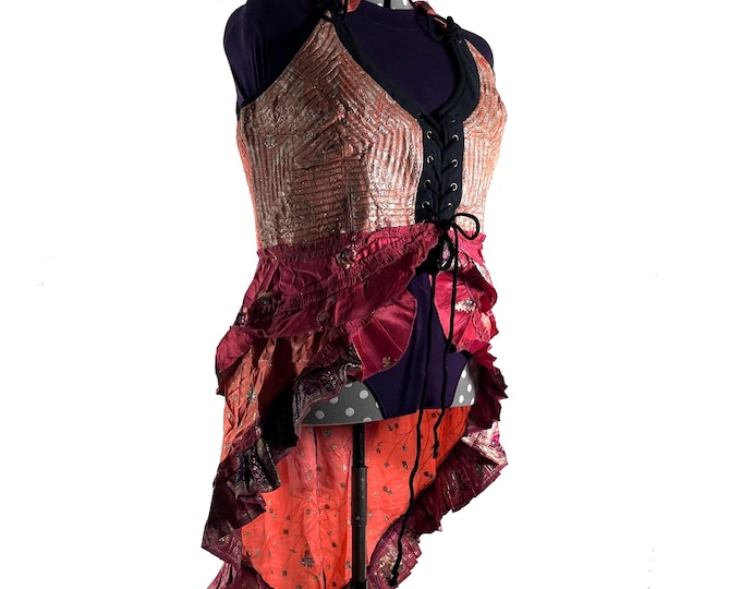 5XL Varuna Corset Dress in Silk Brocade with long body. SKU:2002-10197