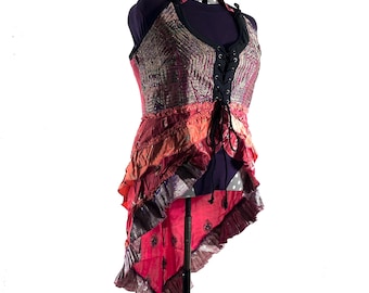 6XL Varuna Corset Dress in Silk Brocade with long body. SKU:2002-10200