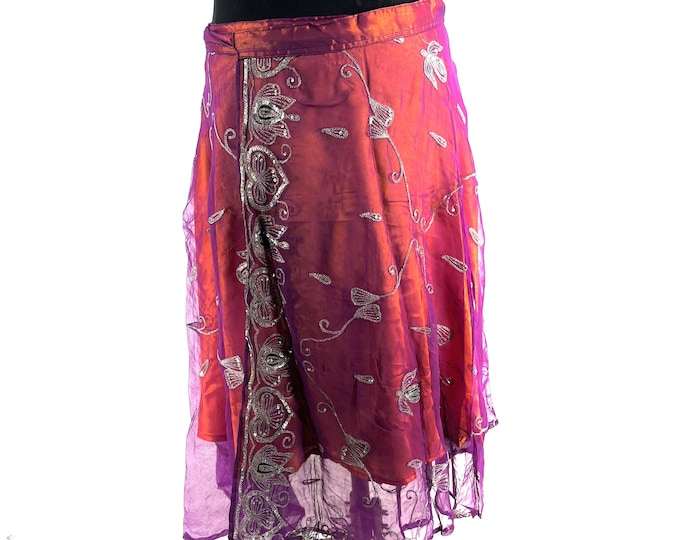 Aari Tari Midi Wrap Skirt - 2 layer (SKU:2011-9873)