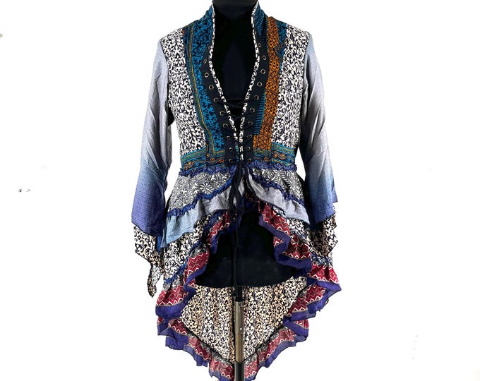 3XL. Seraphina Corset Dress, Silk, Long Sleeves, Handmade.  SKU:1010-9299