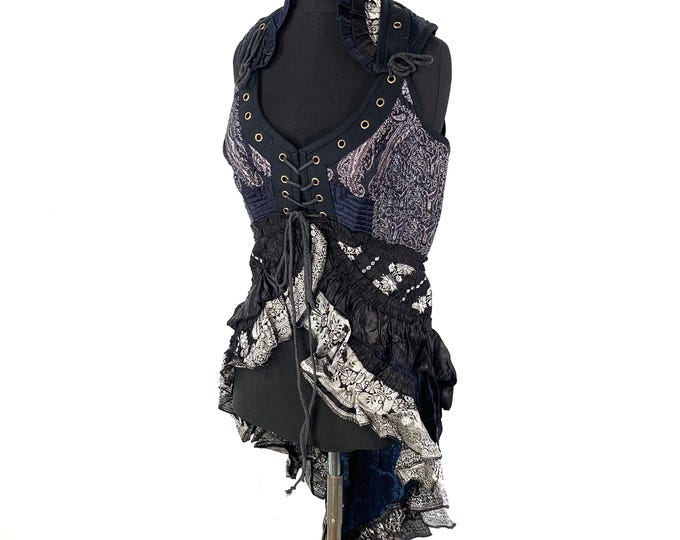 L. Sophia Steampunk Corset Dress - Silk brocade  (2000-5364)