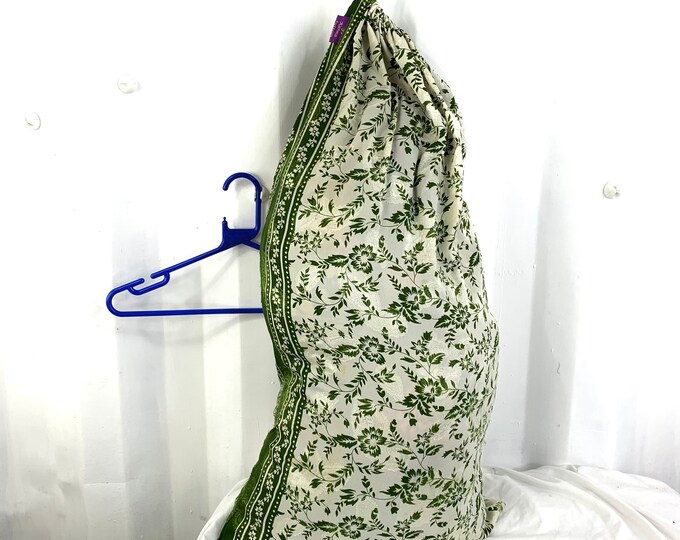 Fabric Gift Wrap Bag 18"x34" Vintage Silk Drawstring Bag. Reusable Gift Wrap. 43cm x 83cm internal dimension