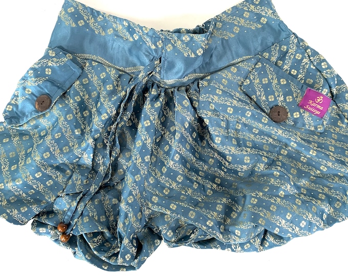 S/M. Goddess Pocket Shorts, Lined Hot Pants Light Blue Shorts. SKU:1060-6522