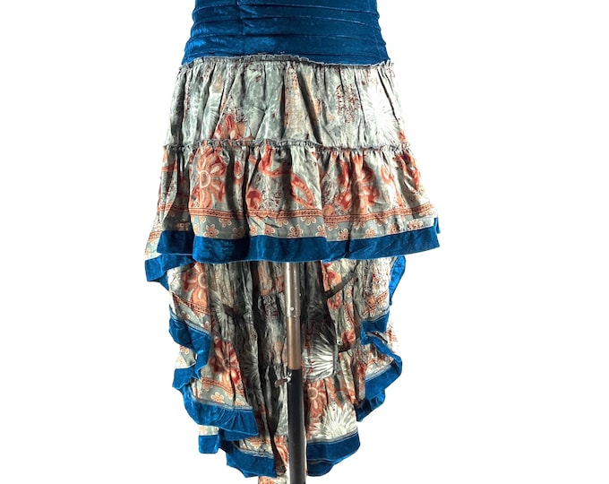 Layla Bohemian Hi Low Velvet Edged Silk Skirt (SKU:733-9967)