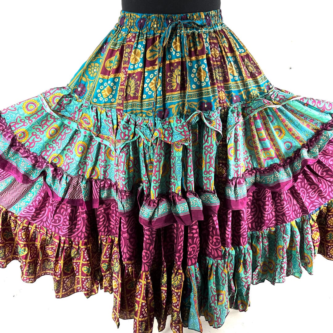 XL Jazmyn 25 Yard Skirt - Gypsy Light Summer Silk - Maxi Boho SKU